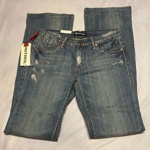 Petrol women’s size 6 denim jeans Hazel low rise wide bootcut embroidered NWT
